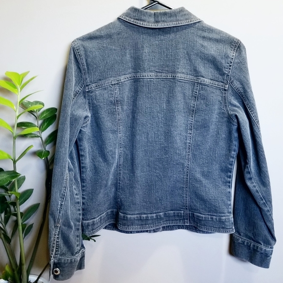 Ann Taylor blue/black jean jacket - Picture 2 of 8